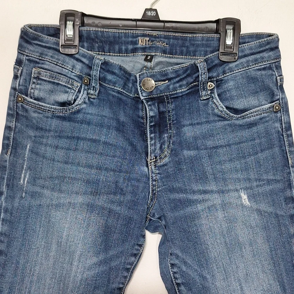 Kut from the Kloth Blue Skinny Jeans Distressed